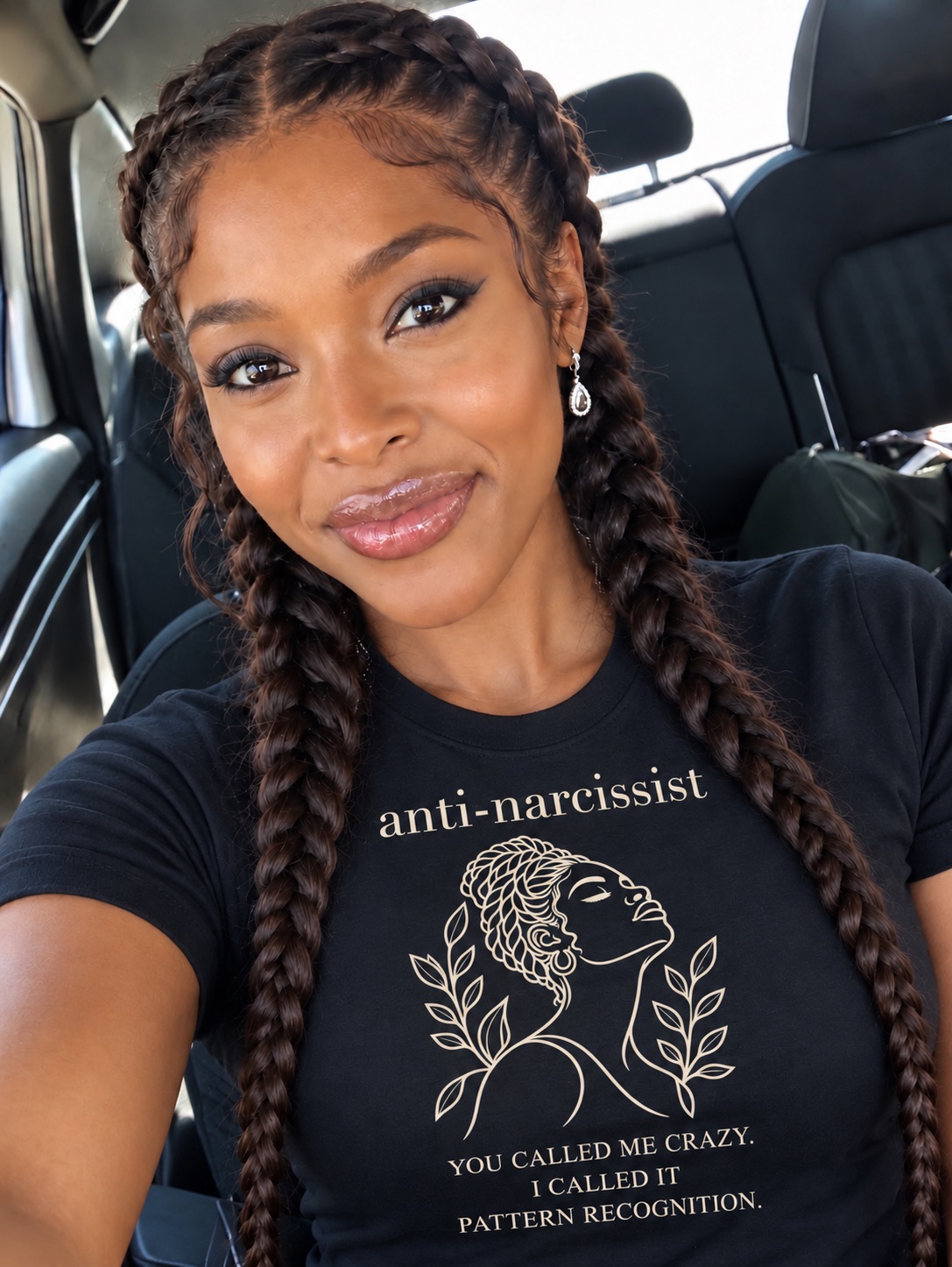 Pattern Recognition — Women’s fitted tee · Black woman edition, worn styling preview.